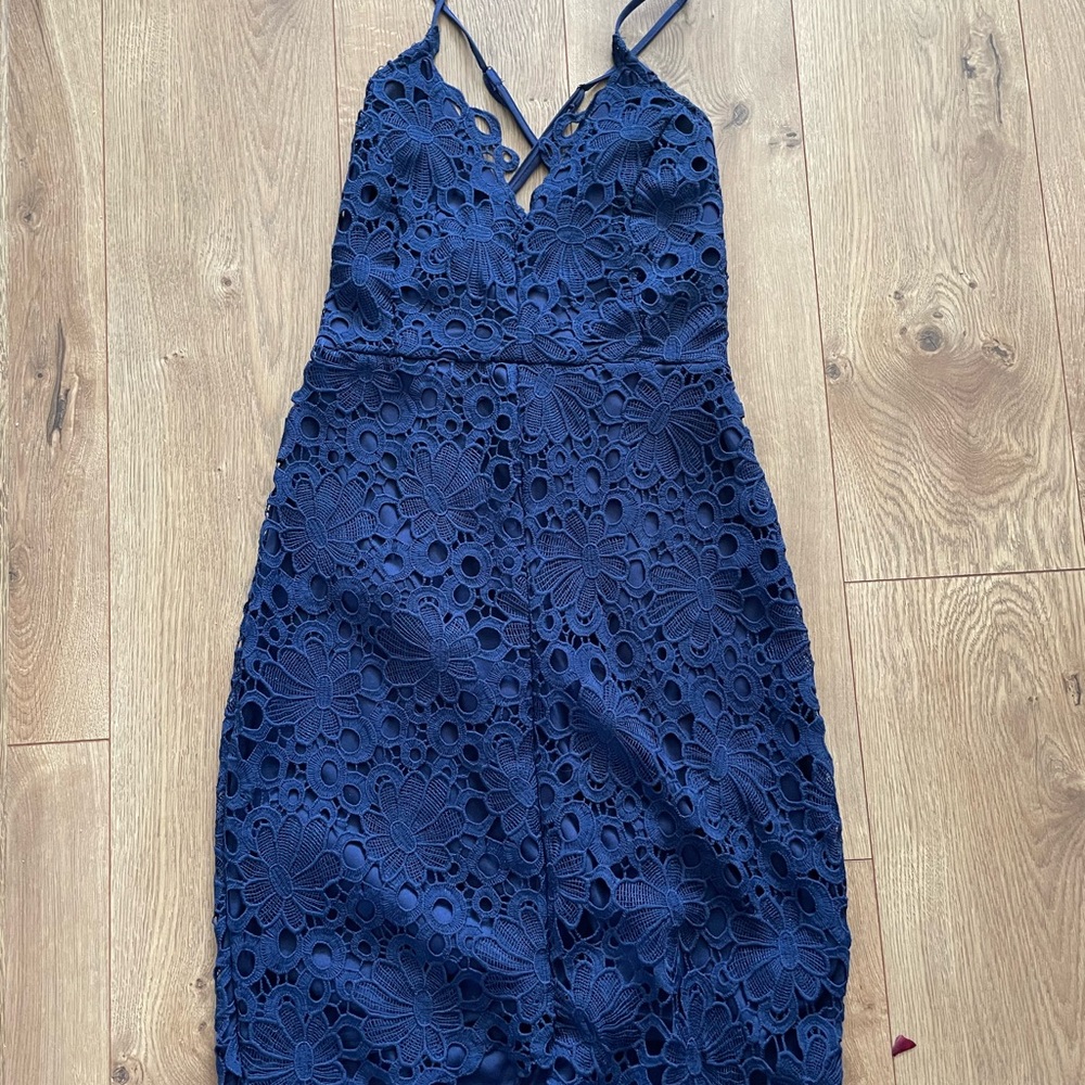 Elegant Navy Lace Dress